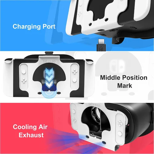 Vista 6 de Upgraded VR Headset for Nintendo Switch & Switch OLED Model, Switch Virtual Reality Glasses with Adjustable HD Lenses and Comfortable Head Strap