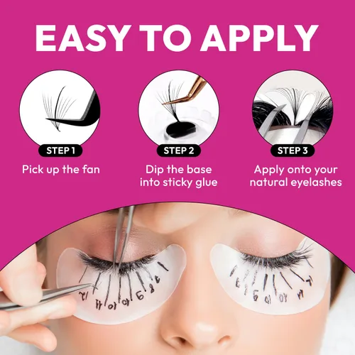 Vista 7 de Eyesy Lash 500 Wispy Premade Fans - 9D 0.05 Tamaño 8mm Rizo C - Pestañas Suaves Naturales Sueltas Prefabricadas para Extensiones de Pestañas Hechas