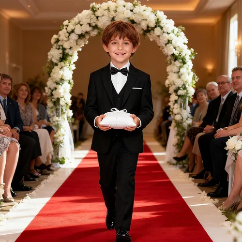 Vista 7 de Lycody Traje de esmoquin de 5 piezas para niños y adolescentes, ropa formal