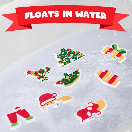 Vista 3 de ArtCreativity Rompecabezas de Navidad para bebés – 9 rompecabezas – Juguetes de Navidad EVA para bebés que flotan en el agua – 9 diseños