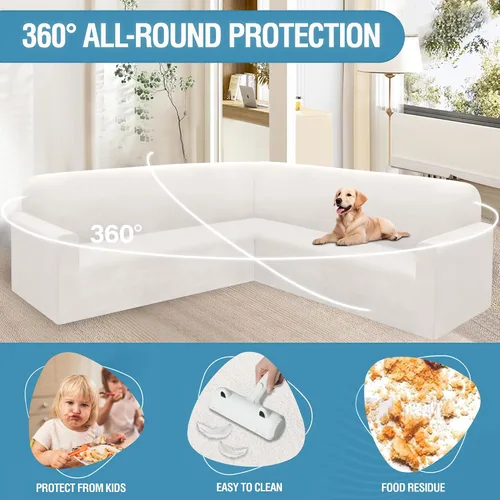 Vista 89 de HDCAXKJ Fundas de sofá seccional de esquina de terciopelo elástico en forma de L, juego de fundas deslizantes suaves y gruesas en forma de U