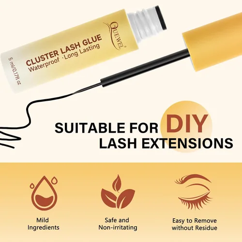 Vista 5 de QUEWEL Pegamento de racimo de pestañas para extensiones de pestañas de 0.2 fl oz, resistente al agua y de larga duración, agarre súper fuerte