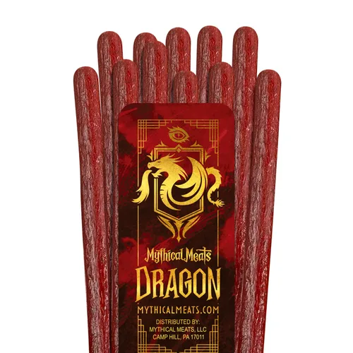 Vista 16 de Mythical Meats Sabor original (basilisco) Paquete de 12 palitos de bocadillo – Alligator suave con cerdo y carne de res – Carnes secas