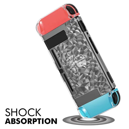 Vista 4 de TNP Dockable Case for Nintendo Switch with 6 Pcs Thumbstick Caps, Clear Protective Case for Nintendo Switch Plastic Hard Shell Anti Scratch