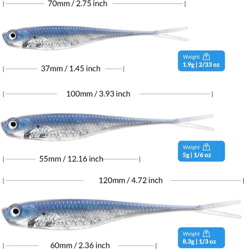 Vista 5 de QualyQualy 5 señuelos de pesca suaves de Swimbait, 6 unidades Jerk Shad Minnow Drop Shot Señuelo para Bass Bait Shad Señuelo suave Jerkbait