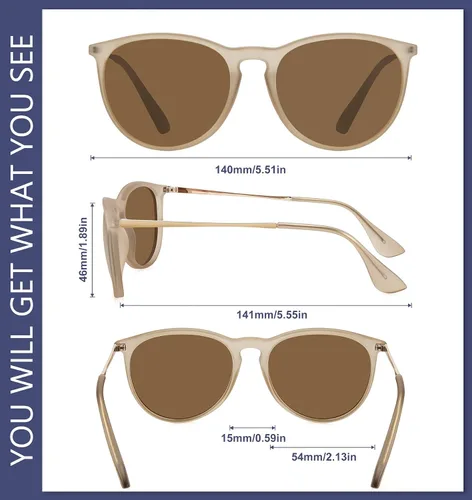 Vista 6 de WOWSUN Lentes de sol retro para mujer, lentes clásicos redondos de moda 2024