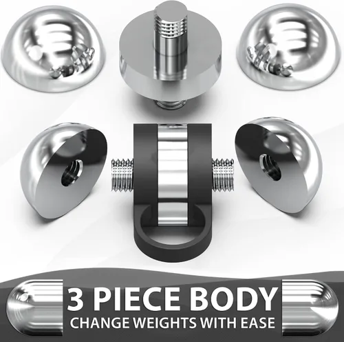 Vista 4 de Synergee Pesas de mano cardio. Juego de mancuernas de acero con lazo de silicona antideslizante para el dedo, para entrenamiento, fitness