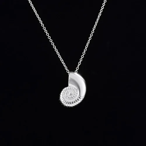 Vista 3 de Meiligo - collar con dije de caracola para mujer, aleación, Plateado, mlg-79