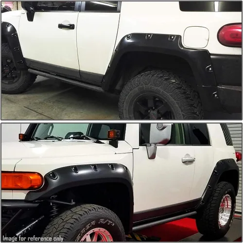 Vista 7 de DNA Motoring WF-81013-MBK - 4 guardabarros de rueda con diseño remachado de bolsillo, color negro Negro mate