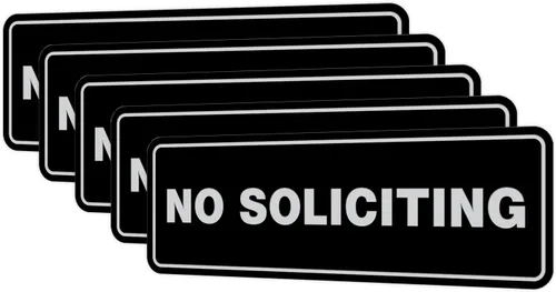 Vista 51 de Estándar No Soliciting Door/Wall Sign - Negro - Pequeño