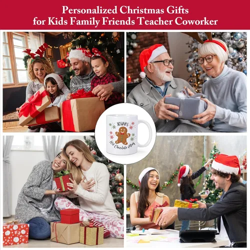 Vista 7 de Regalo de Navidad para niños, tazas de café de Navidad con nombre personalizado, taza de chocolate caliente para niños, taza de cacao de chocolate