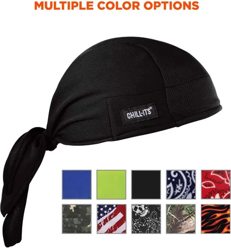 Vista 5 de Ergodyne Chill Its 6615 - Bandana de alto rendimiento Do Rag - Banda para la cabeza de terry cloth