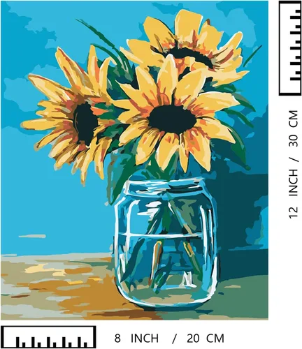 Vista 7 de BAISITE 0304 - Kit de pintura por números para adultos principiantes; paquete de 2 lienzos de 8 pulgadas de ancho x 12 pulgadas de largo; caja