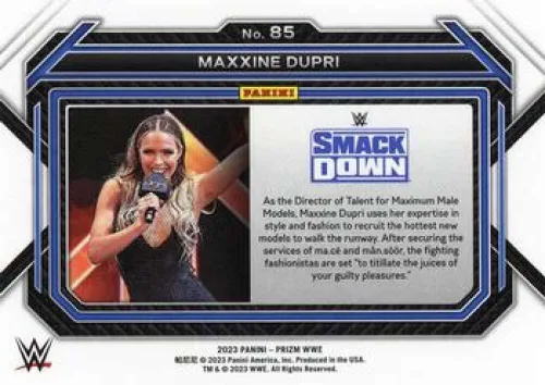Vista 2 de Tarjeta de intercambio de lucha libre Panini Prizm WWE #85 Maxxine Dupri SmackDown 2023