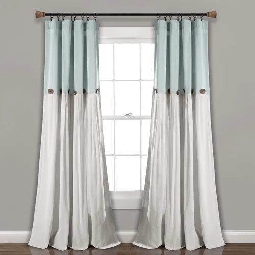 Vista 20 de Lush Decor - Panel de cortina de ventana con botón de lino, único, 40 pulgadas de ancho x 84 pulgadas de largo, negro y blanco claro - Cortinas