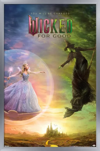 Vista 9 de Wicked: For Good (2025) - Póster de pared de una hoja de burbujas, 22.4 pulgadas de largo x 14.7 pulgadas de ancho, versión enmarcada de madera