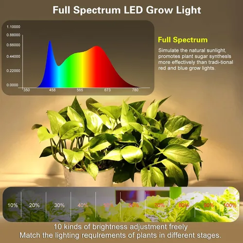Vista 2 de Tira de luz de cultivo impermeable para plantas de interior, luces de cultivo de plantas de espectro completo para interiores con temporizador