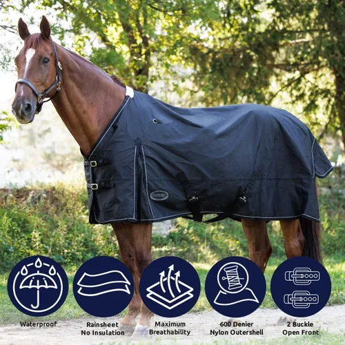 Vista 2 de Country Pride Glacier Rainsheet - Manta impermeable de caballo resistente al viento, carcasa exterior de Cordura 600D, forro de nailon suave