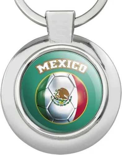 Vista 3 de Llavero de fútbol americano de México con clase redonda de metal cromado