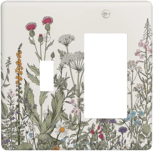 Vista 121 de Placa de pared eléctrica de 1 gang sin dispositivo en blanco, bohemio naranja vintage años 70 60s beige amanecer puesta de sol mediados de siglo