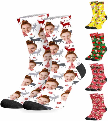 Vista 11 de D-Story Custom Face Socks with Photo Novelty Crew Sock Personalized Gift 01