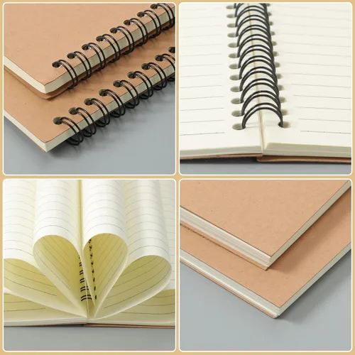 Vista 3 de Epakh Paquete de 22 Cuadernos Espirales A5 con Cubierta Kraft, Cuaderno de Diario Espiral de Tapa Dura de Regreso a la Escuela 5.5 x 8.3 Pulgadas