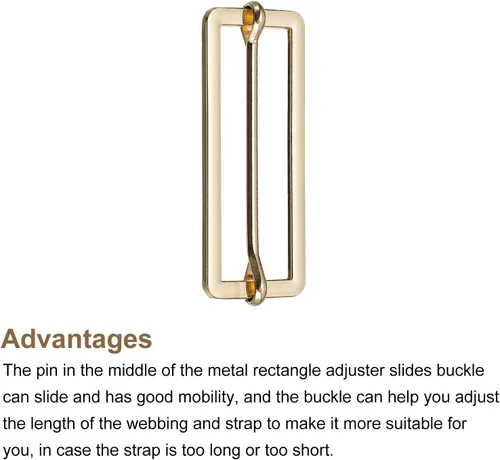 Vista 3 de uxcell Hebillas deslizantes, ajustador rectangular de metal, hebillas de pasador de rodillo, ajustador de correa deslizante para cinturón