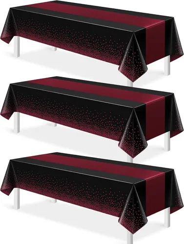 Vista 37 de MASHAN 1 mantel negro y azul para decoración de fiesta, mantel de plástico negro impreso azul, funda rectangular desechable para cumpleaños, boda