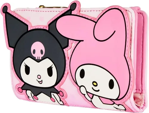 Vista 4 de Loungefly Sanrio My Melody and Kuromi Billetera, Bifold, Rosa, Rosado