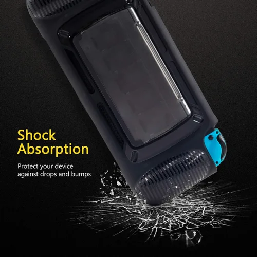 Vista 4 de Protective Case for Nintendo Switch Grip Case with 7 Storage Slots for Game Cards Multi-Angle Adjustable Stand Grip Cover with Shock-Absorption and