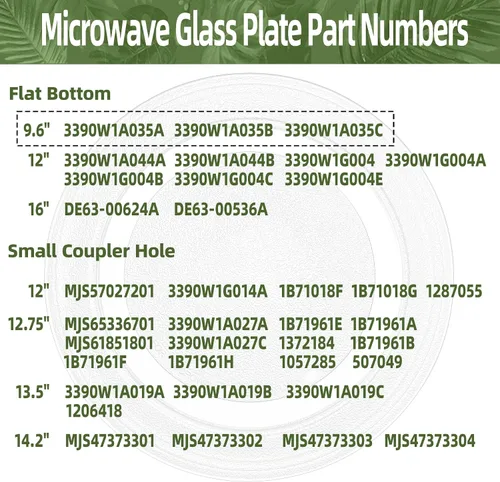 Vista 5 de Placa giratoria de microondas de 9.6 pulgadas con fondo plano para microondas LG compatible con parte # 3390W1A035A Placa de vidrio para microondas