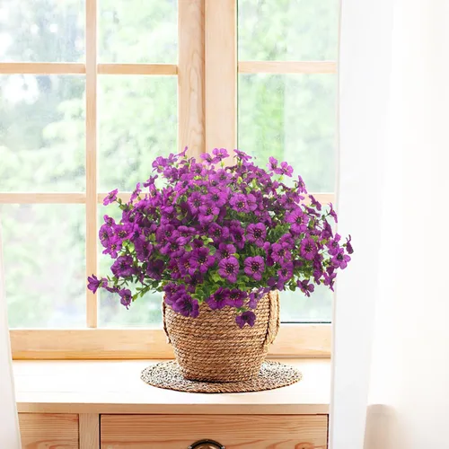 Vista 2 de Grunyia 10 paquetes de flores artificiales para exteriores, resistentes a los rayos UV, flores falsas que no se decoloran, plantas sintéticas