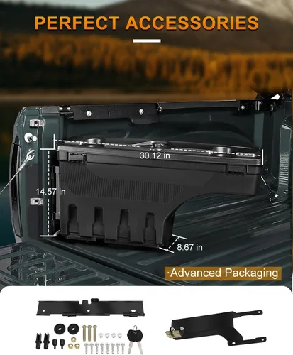 Vista 5 de ROADFAR Reemplazo de caja de almacenamiento para caja de camioneta del lado izquierdo del conductor para Ford para F-150 2015-2022 Tapa