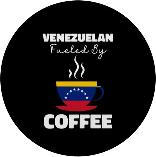 Vista 3 de Divertido Venezolano Fueled By Coffee Bandera Venezuela Coffee Love PopSockets PopGrip estándar