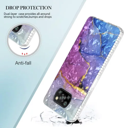 Vista 5 de Funda de silicona a prueba de golpes para Xiaomi Poco X3/X3 Pro/X3 NFC, bolsa de aire de doble capa anticaída de mármol mariposa patrón de dibujos