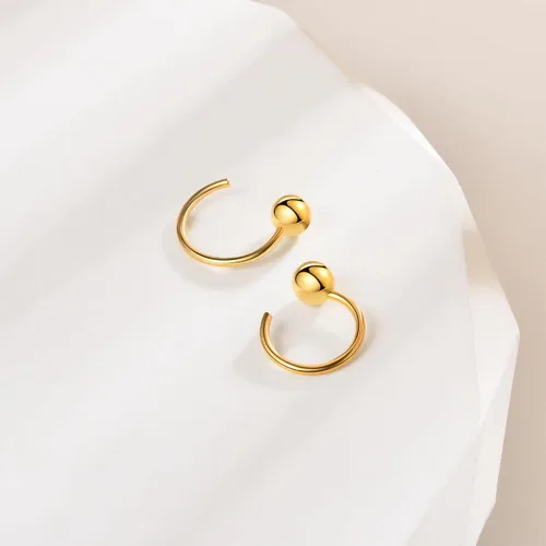 Vista 4 de CHIC & ARTSY Aretes de aro de plata de ley 925, pequeños aretes de aro de bola, barra, estrella, luna, corazón, cruz, punto, triángulo, medio aro