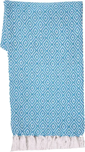 Vista 3 de RAJRANG - Manta azul aguamarina con borla bohemia, 50 x 60 pulgadas, súper suave, 100% algodón, cálida manta decorativa para sofá, sillas y sofá