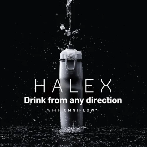 Vista 2 de BlenderBottle Hydration Halex - Botella de agua con aislamiento y pajita, 24 onzas, color blanco
