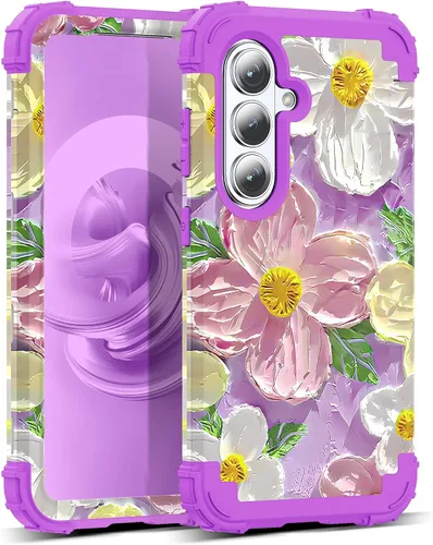 Vista 57 de Funda para Galaxy A14 5G Case, Patrón Floral 3 en 1 Protección Resistente de Servicio Pesado a Prueba de Golpes Parachoques de Goma de Silicona
