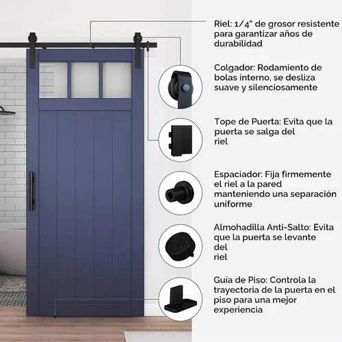 Vista 7 de National Hardware Kit clásico para puerta de granero interior, 72 pulgadas Mate negro