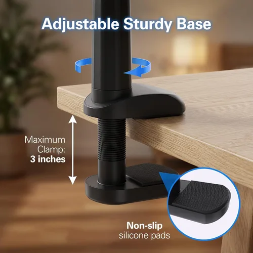 Vista 4 de MAGIPEA Soporte de teléfono de cuello de cisne para cama, soporte flexible de teléfono celular de 34 pulgadas para escritorio, soporte de abrazadera