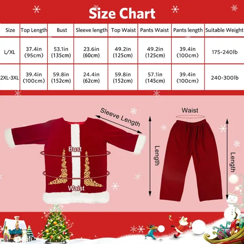 Vista 6 de Jaaytct 11 disfraz de Papá Noel, traje de Papá Noel para hombre, traje de Navidad para adultos, traje de Papá Noel, traje de lujo para adultos