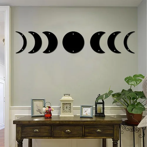 Vista 2 de Letrero de metal de fase lunar, decoración del hogar, arte de pared de fases lunares, decoración de pared de fase lunar, letreros de metal