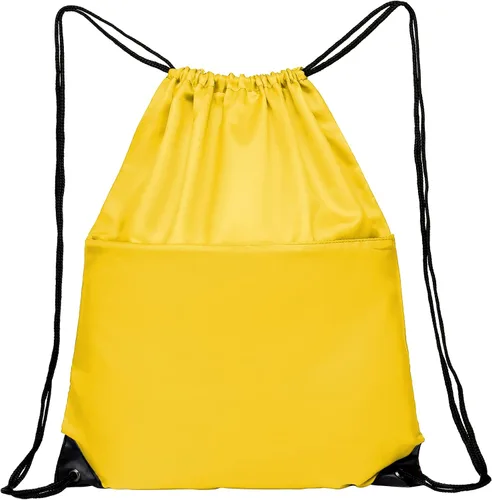 Vista 2 de BuyAgain Mochila deportiva con cordón, resistente al agua, bolsa deportiva para gimnasio, para mujeres y hombres, grande con cremallera, Amarillo
