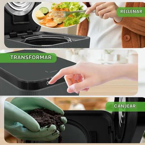 Vista 4 de NutriChef - Compostador eléctrico de cocina Reciclador de alimentos de 3 cuartos de galón Recipiente de compostaje de residuos de alimentos