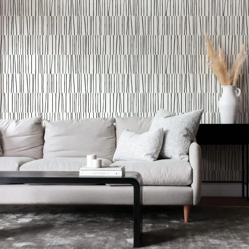 Vista 7 de Tempaper x Bobby Berk - Papel tapiz removible para despegar y pegar, color blanco y negro, 20.5 pulgadas x 9 pies, fabricado en los Estados Unidos