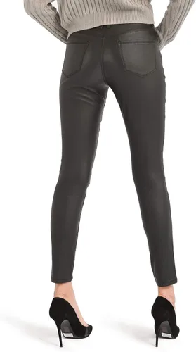 Vista 5 de Bamans Pantalones de piel sintética para mujer, pantalones elásticos ajustados con bolsillos, pantalones casuales de trabajo para mujer