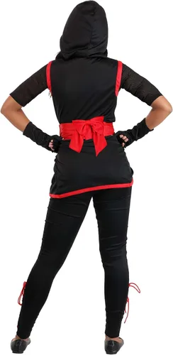 Vista 6 de Disfraz de Ninja Rojo y Negro Stealth