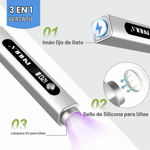 Vista 3 de NXJ INFILILA Luz UV de mano para uñas de gel, lámpara de uñas de curación Plateado