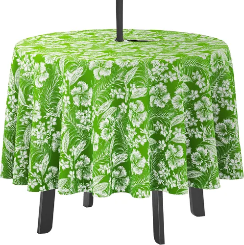 Vista 38 de Mantel redondo para interior/exterior de 58 pulgadas, mantel redondo impermeable para patio, manteles para mesa circular de primavera/verano
